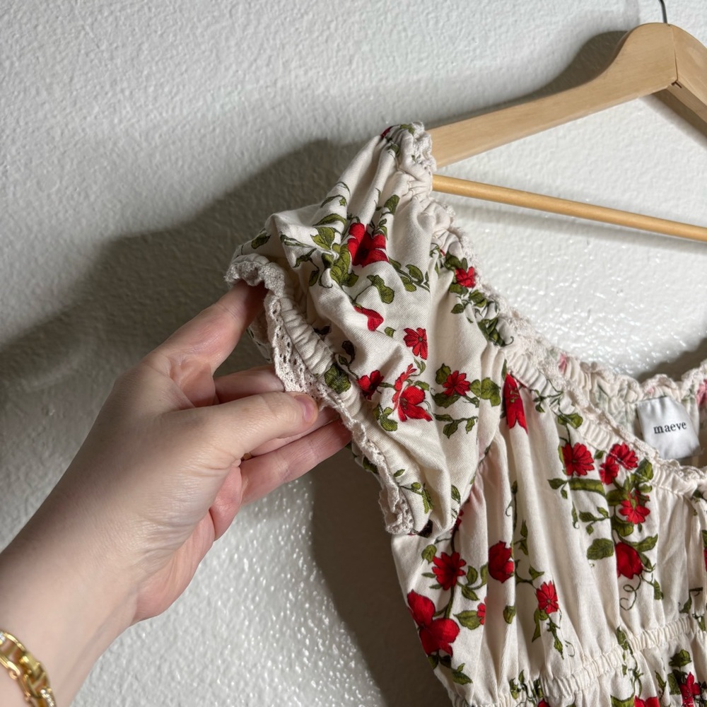 Anthropologie Maeve Short-Sleeve Sweetheart-Neck Peplum Top size Medium Petite - Picture 6 of 9